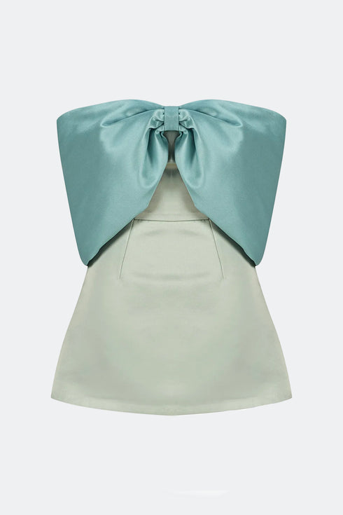 Sleeve Detailed Bicolor Mini Dress