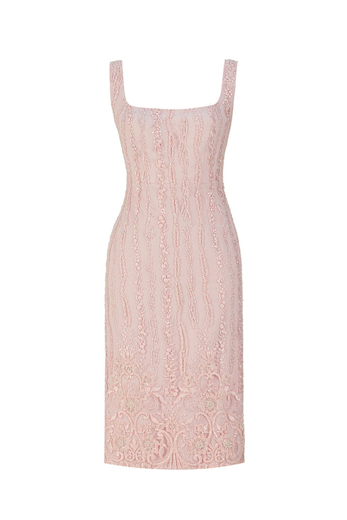 ELEGANT LACE PENCIL MIDI DRESS