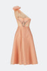 Mery Pleat Tulle Flower Detailed Midi Dress