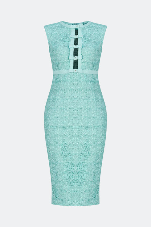 Tiffany Blue Bow Tie Detailed Pencil Dress