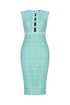 TIFFANY BLUE BOW TIE DETAILED PENCIL DRESS