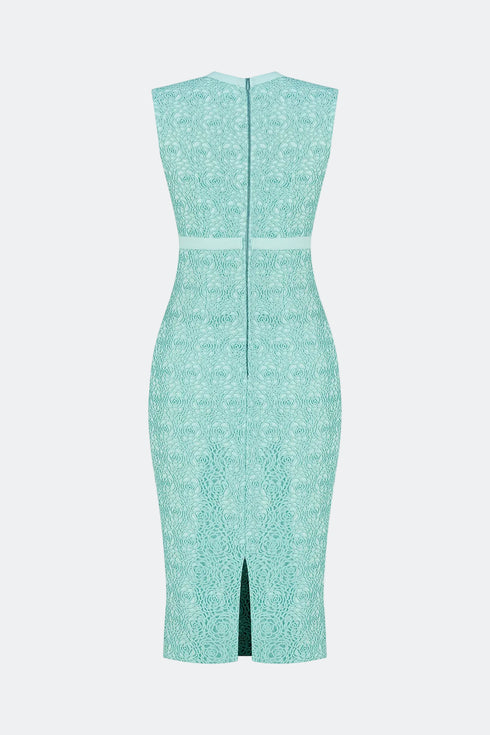 Tiffany Blue Bow Tie Detailed Pencil Dress