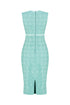 TIFFANY BLUE BOW TIE DETAILED PENCIL DRESS