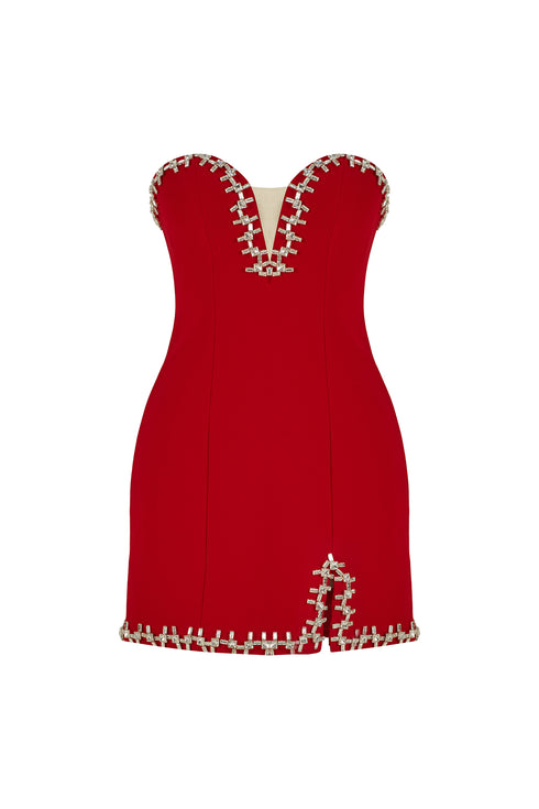 SHINING EMBROIDERED BODYCON MINI DRESS
