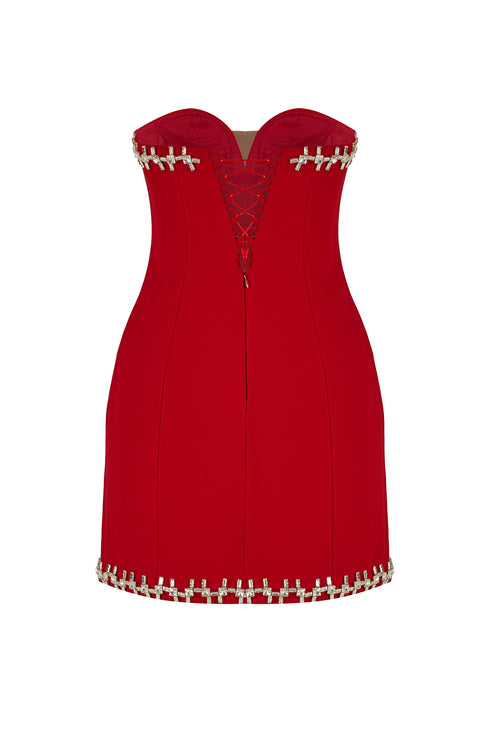 SHINING EMBROIDERED BODYCON MINI DRESS