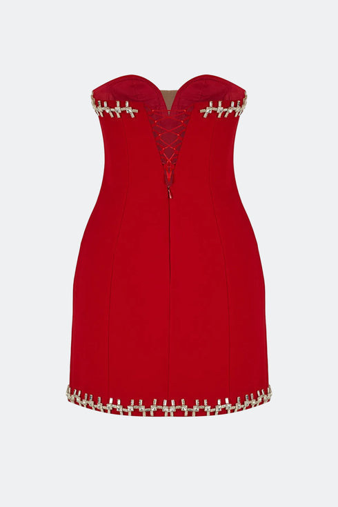 SHINING EMBROIDERED BODYCON MINI DRESS
