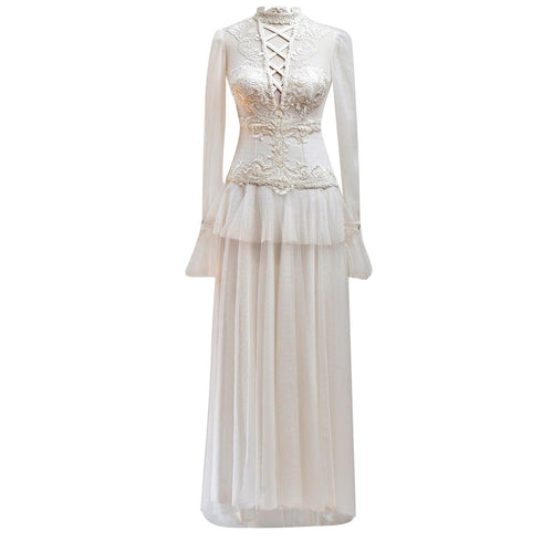 Inlaid Wedding Dress With Two Slit Detail