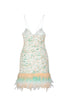 Sequined V Neck Fur Detailed Mini Dress