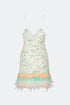 Sequined V Neck Fur Detailed Mini Dress