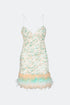 Sequined V Neck Fur Detailed Mini Dress