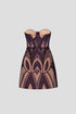 Heart Neck Symmetric Patterned Mini Dress