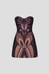 Heart Neck Symmetric Patterned Mini Dress