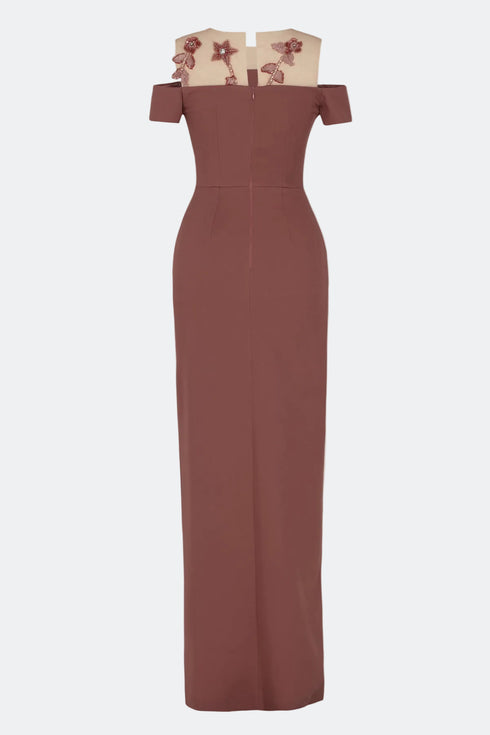 One Leg Slit Dress With Peplum Detail