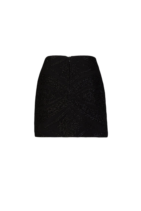Simetric Patterned Beaded Mini Pencil Skirt