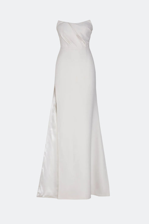 Slit Detailed Strapless Dress