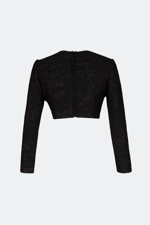 Embroidered Long Sleeve Crew Neck Top