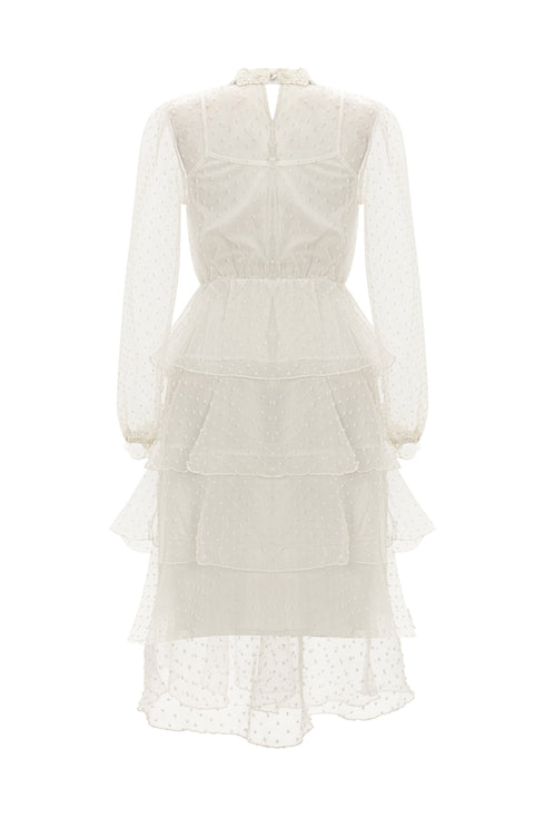 Needlework Detailed Dress With A Layered Skirt