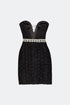 Heart Neck Stone Belted Mini Dress