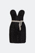 Heart Neck Stone Belted Mini Dress