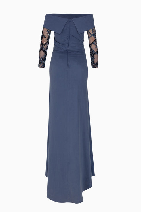 Madonna Collar Dress With Embroidered Sleeves