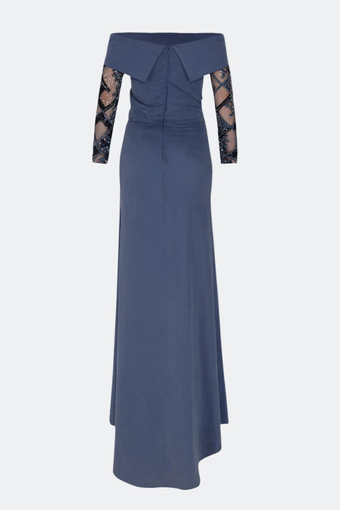 Madonna Collar Dress With Embroidered Sleeves
