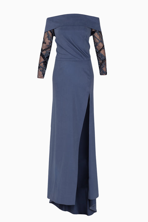 Madonna Collar Dress With Embroidered Sleeves