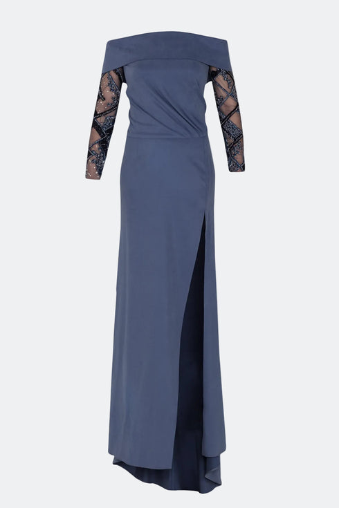 Madonna Collar Dress With Embroidered Sleeves