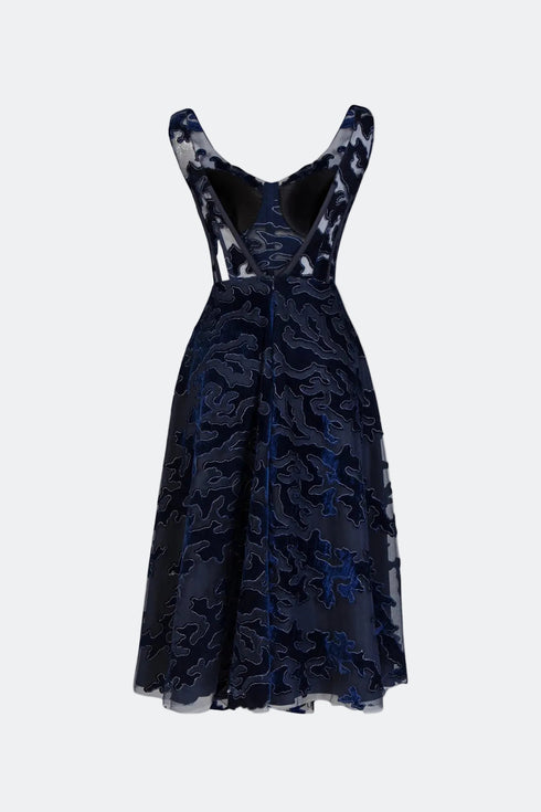 Square Neck Tulle Detailed Midi Dress