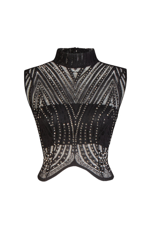 High Neck Stone Detailed Top