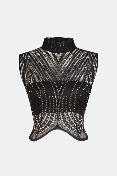High Neck Stone Detailed Top