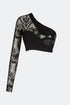 One Shoulder Sequin Fabric Detailed Top