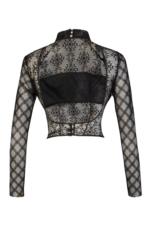 Long Sleeve Turtleneck Lace Top