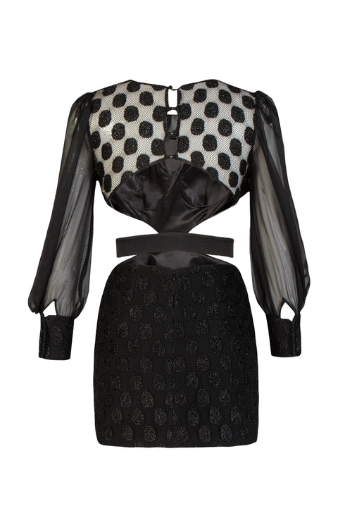 Puff Sleeve Cut Out Mini Dres