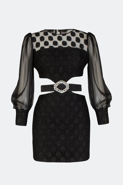 Puff Sleeve Cut Out Mini Dres