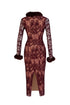 Fur Detailed Lace Midi Pencil Dress