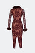 Fur Detailed Lace Midi Pencil Dress