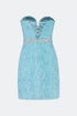 Belt Detailed Strapless Light Blue Mini Dress