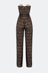 Heart Neck Striped Wide Leg Overall With Lace Detail