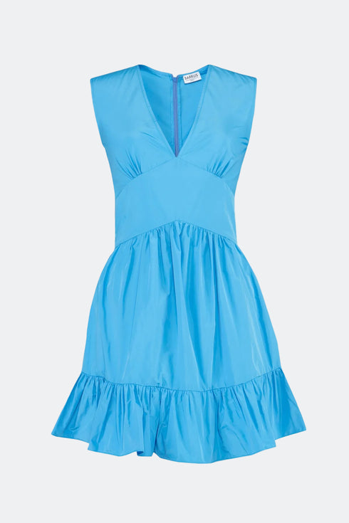 V Neck Flounce Detailed Bodice Mini Dress