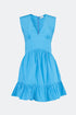 V Neck Flounce Detailed Bodice Mini Dress