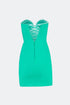 Mini 'V' Decollete Stone Detailed Mini Dress