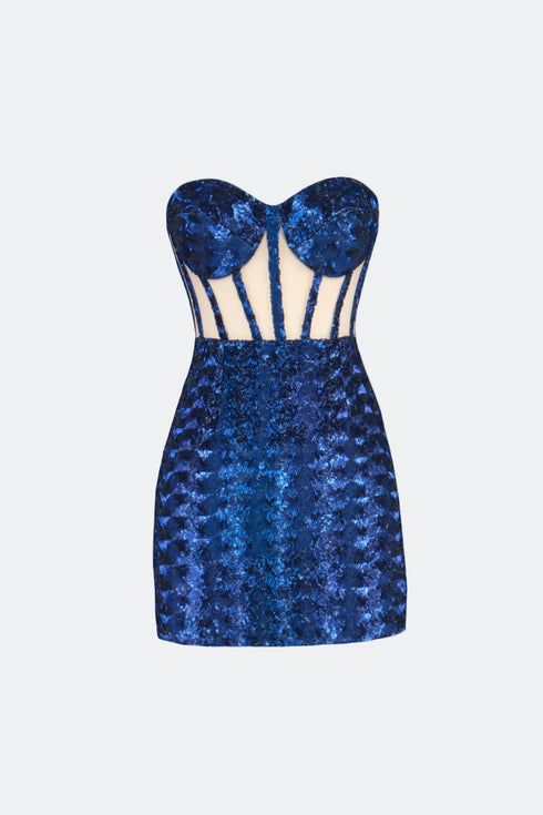 Heart Neck Transparent Bustier Mini Dress