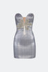 Stone Embroidered Heart Neck Mini Dress