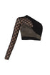 One Shoulder Square Pattern Detailed Top