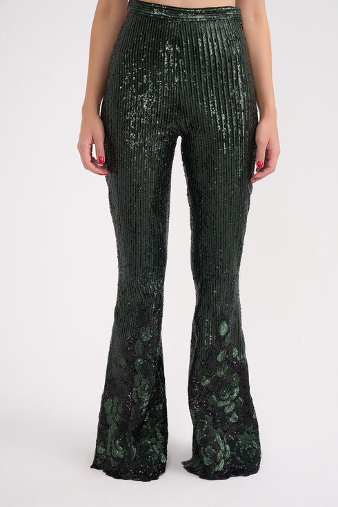 High Waist Sequin Trousers