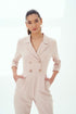 V NECK DOUBLE BREASTED JUMPSUIT POWDER - Barrus London