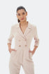 V NECK DOUBLE BREASTED JUMPSUIT POWDER - Barrus London