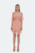V NECK, MINI DRESS WITH RUFFLE DETAILED - Barrus London