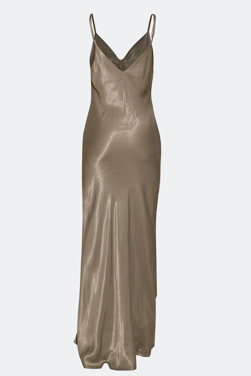 GREEN SHIRRED DETAIL DRESS - Barrus London