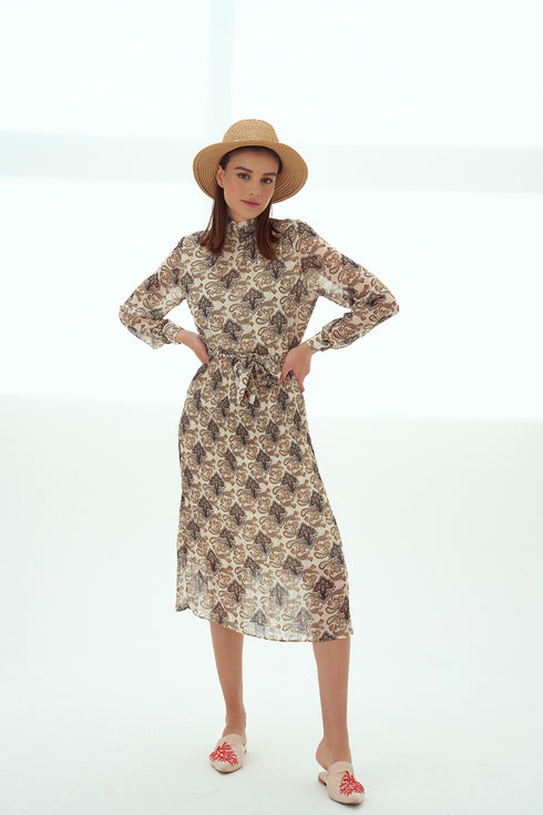 PLEATED SKIRT, LONG SLEEVES SHIRT DRESS - Barrus London